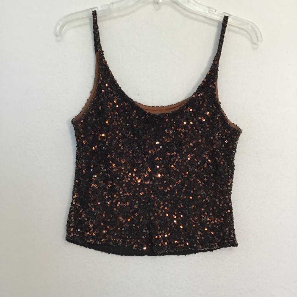 Scala Silk Sequined Camisole Top Size M - image 8